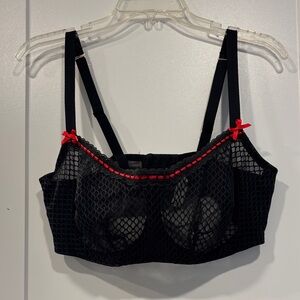 40DD Cacique Unlined Balconette Bra Bow Red Thick Adjustable Sexy Underwire